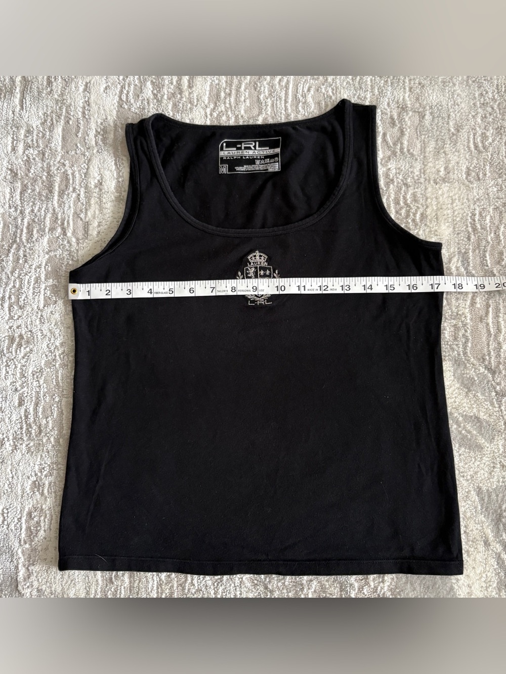 Ralph Lauren LRL Active Black Crest Tank Crop T-shirt Size M Activewear Luxe LRL - Picture 4 of 6